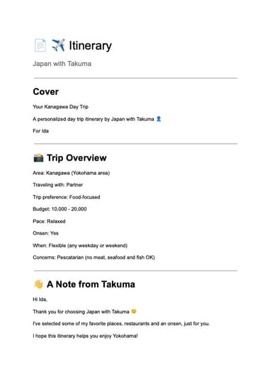 What's Inside a Japan with Takuma Itinerary?